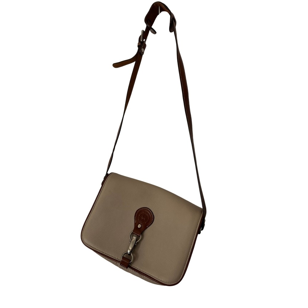 Los Robles Polo Time Beige Brown Pebbled Leather Crossbody Bag Argentina‎